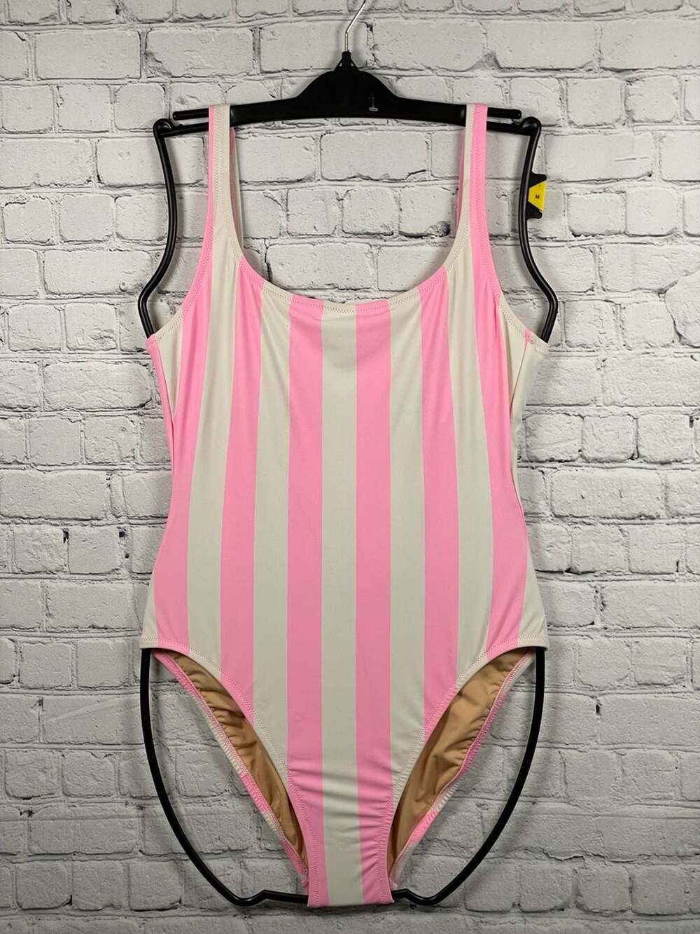 J.Crew Pink and White Striped One-Piece Swimsuit Sz M/ US 8/10